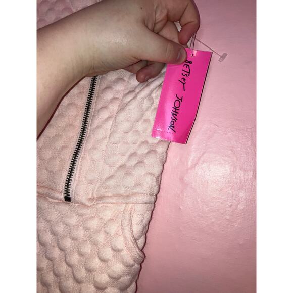 NWT Betsey Johnson Pink Quilted Romper Girls 6 NWT with Embroidered Back Patch - Picture 4 of 8